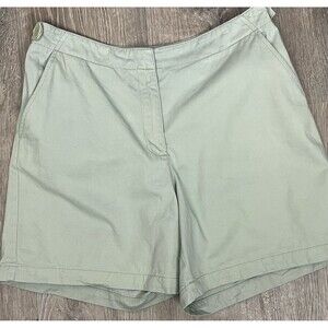 Jones New York Sport Shorts Green Chino Khaki Flat Front Bermuda‎ 8 Cotton Golf